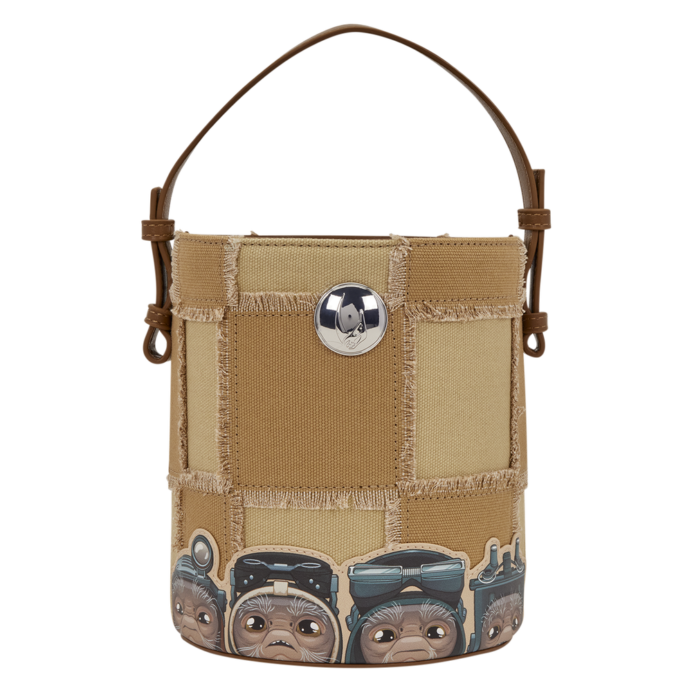 The Mandalorian Grogu & Anzellan Drawstring Bucket Crossbody Bag with Coin Bag